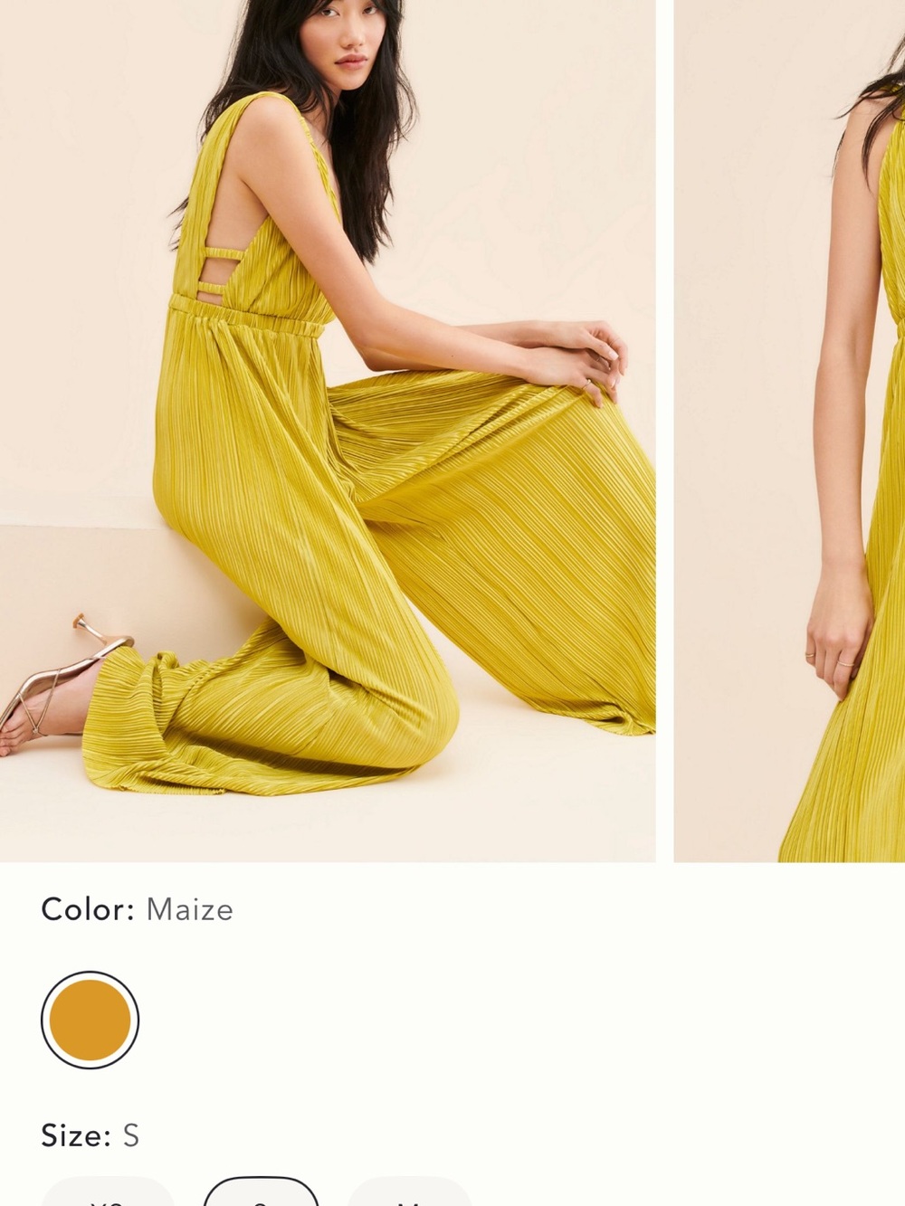 Line + Dot Indira Plissé Jumpsuit Wide-Leg Pleated Jumpsuit small